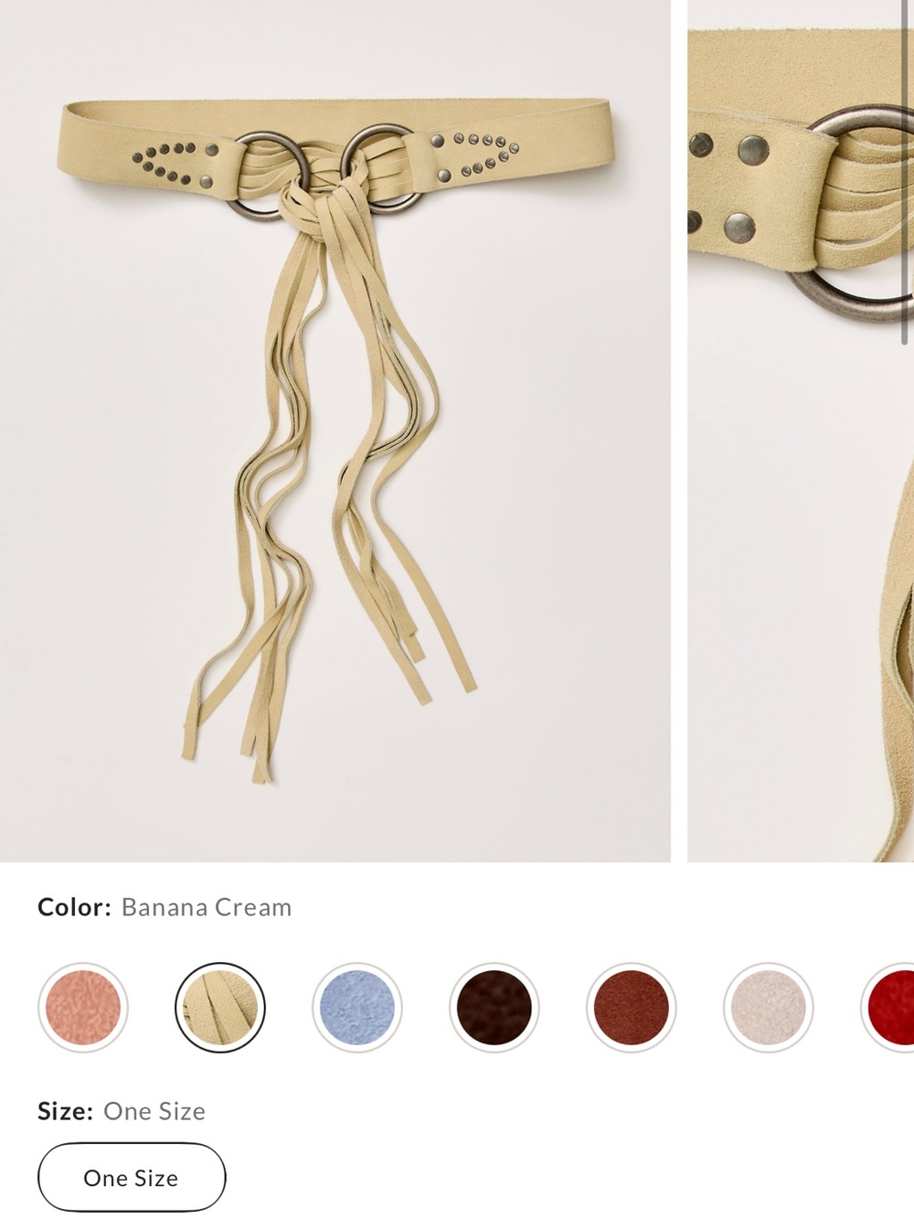 Free People Banana Cream Fringe Tie-Waist Belt